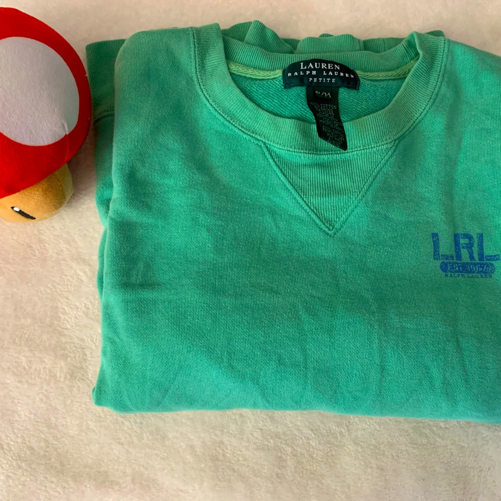 Ralph Lauren petite light wash green relaxed sweatshirt